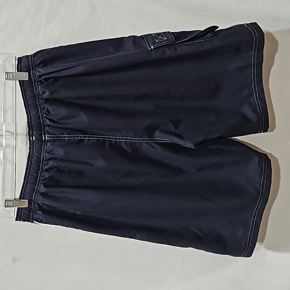 Men's TYR, Swim Trunks, Shorts, Navy Blue, Pockets, Elastic Waist, White Trim, M - Picture 9 of 11